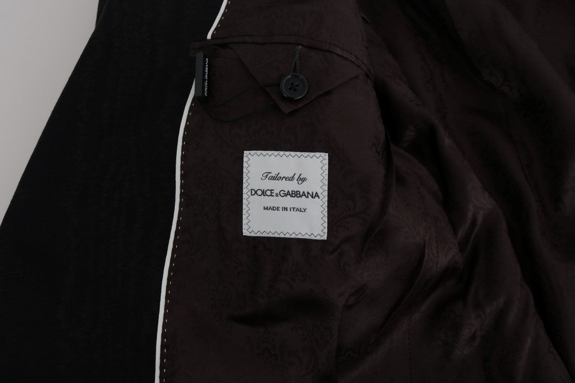 Brauner doppelreihiger Slim Fit Anzug aus Wolle