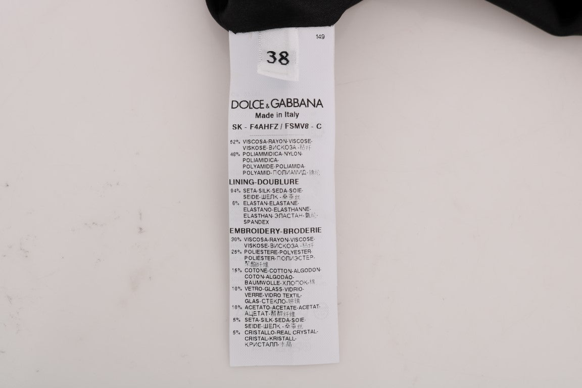 Schwarzer verzierter Gänseblümchen-Brokat-Rock