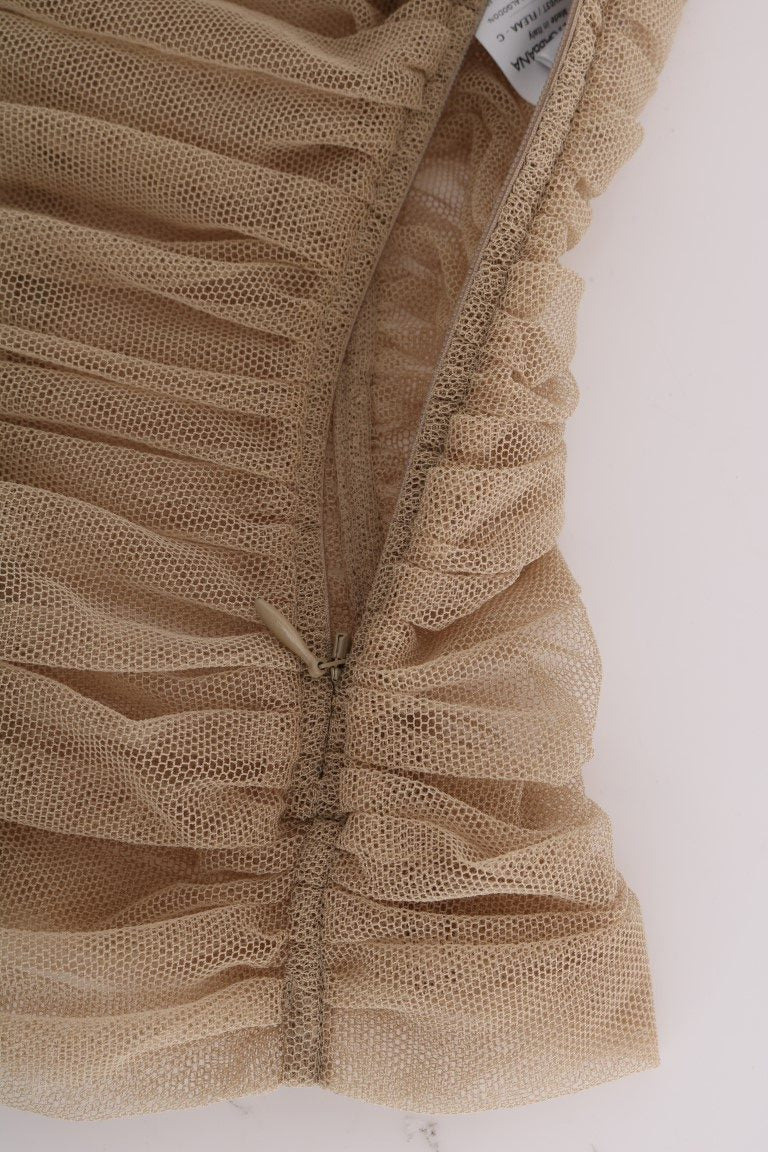 Beigefarbenes Stretch-Baumwolltank-Top