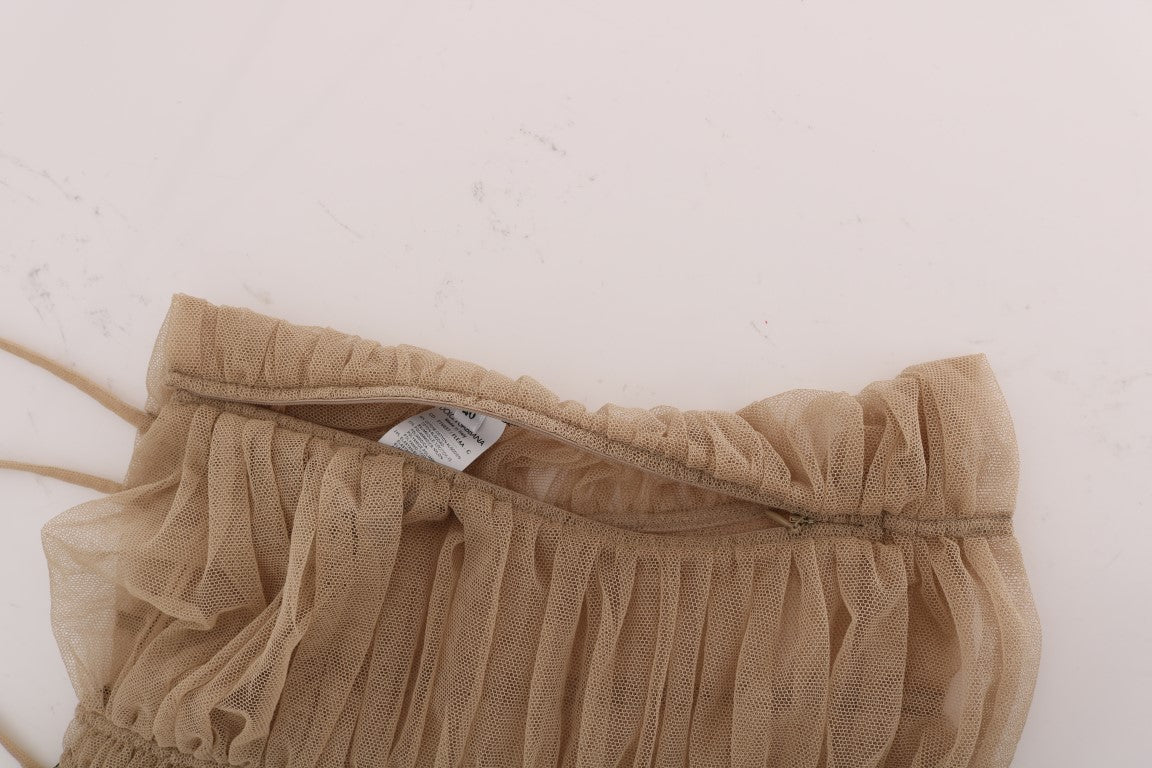 Beigefarbenes Stretch-Baumwolltank-Top