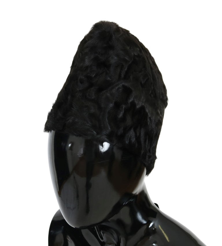 Schwarze Xiangao Lammfell-Mütze