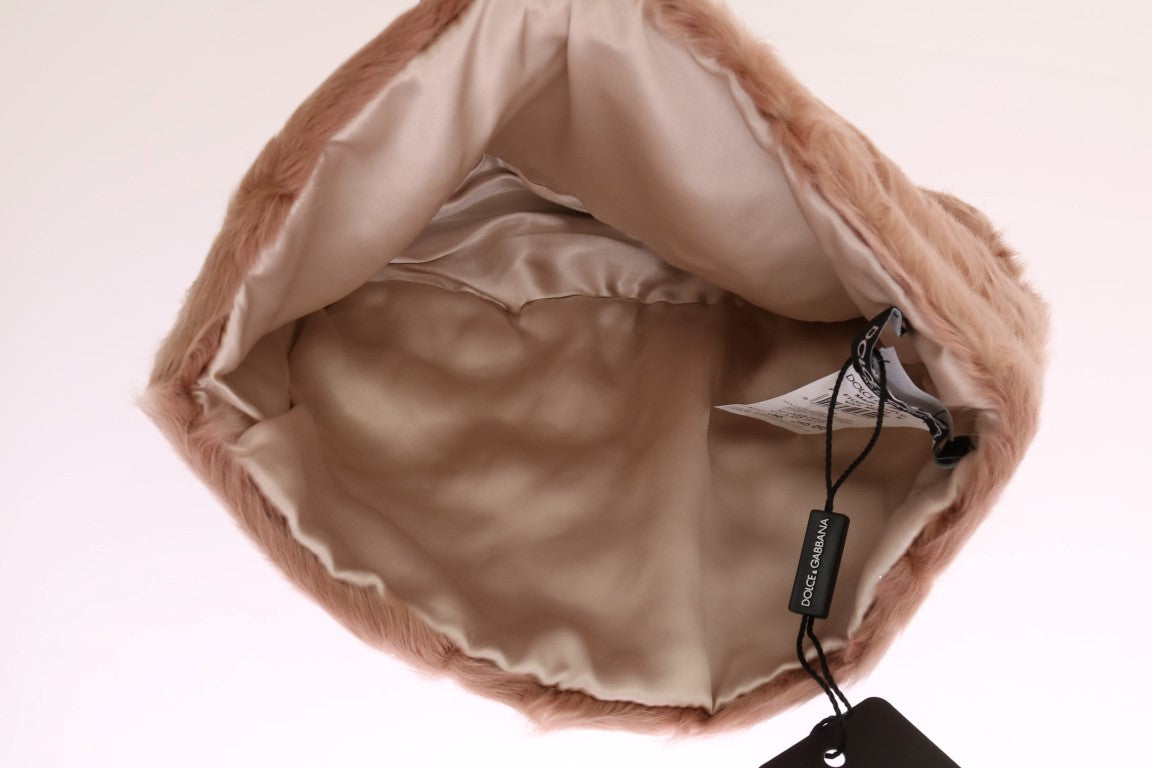 Beige Xiangao Lammfell-Mütze