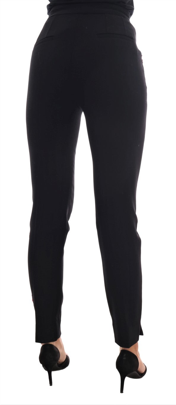 Schwarze Wolle Stretch Sicily Crystal Hose