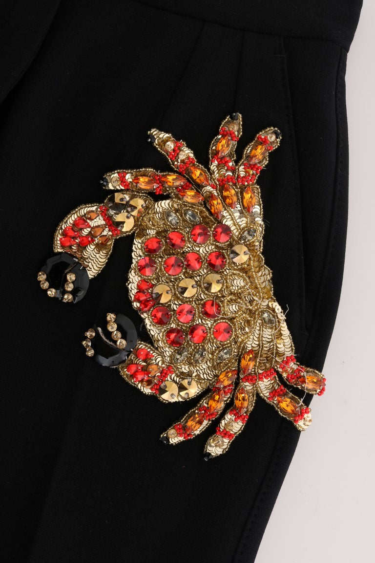 Schwarze Wolle Stretch Sicily Crystal Hose