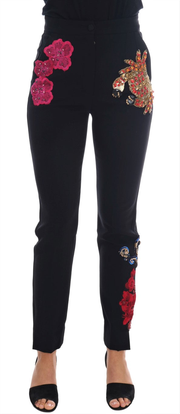 Schwarze Wolle Stretch Sicily Crystal Hose