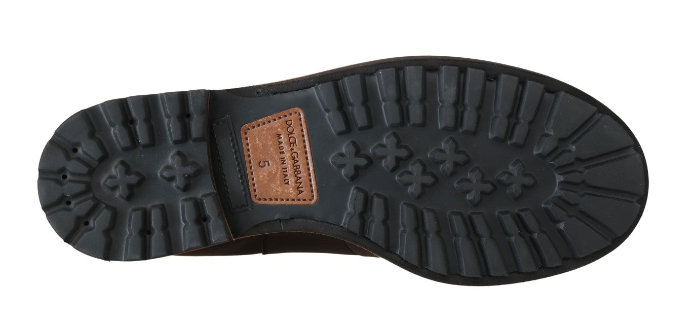 Braune Stretch-Stiefel aus Leder