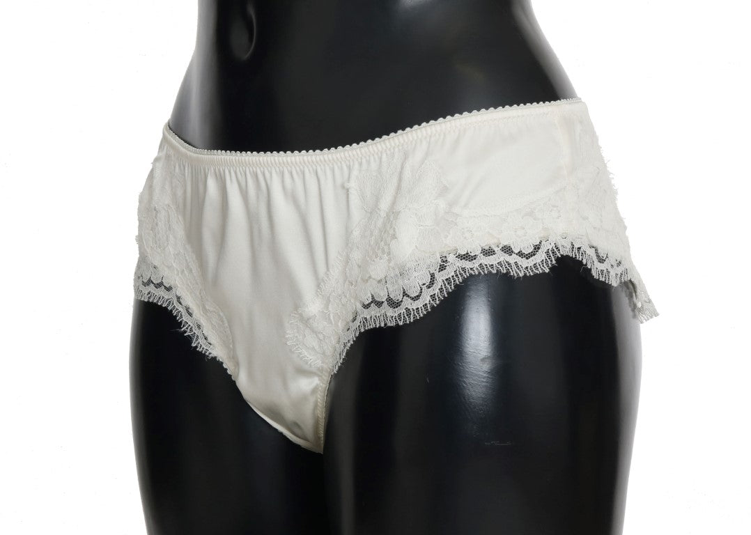 Weißer Seiden-Spitzen-Unterwäsche-Slip