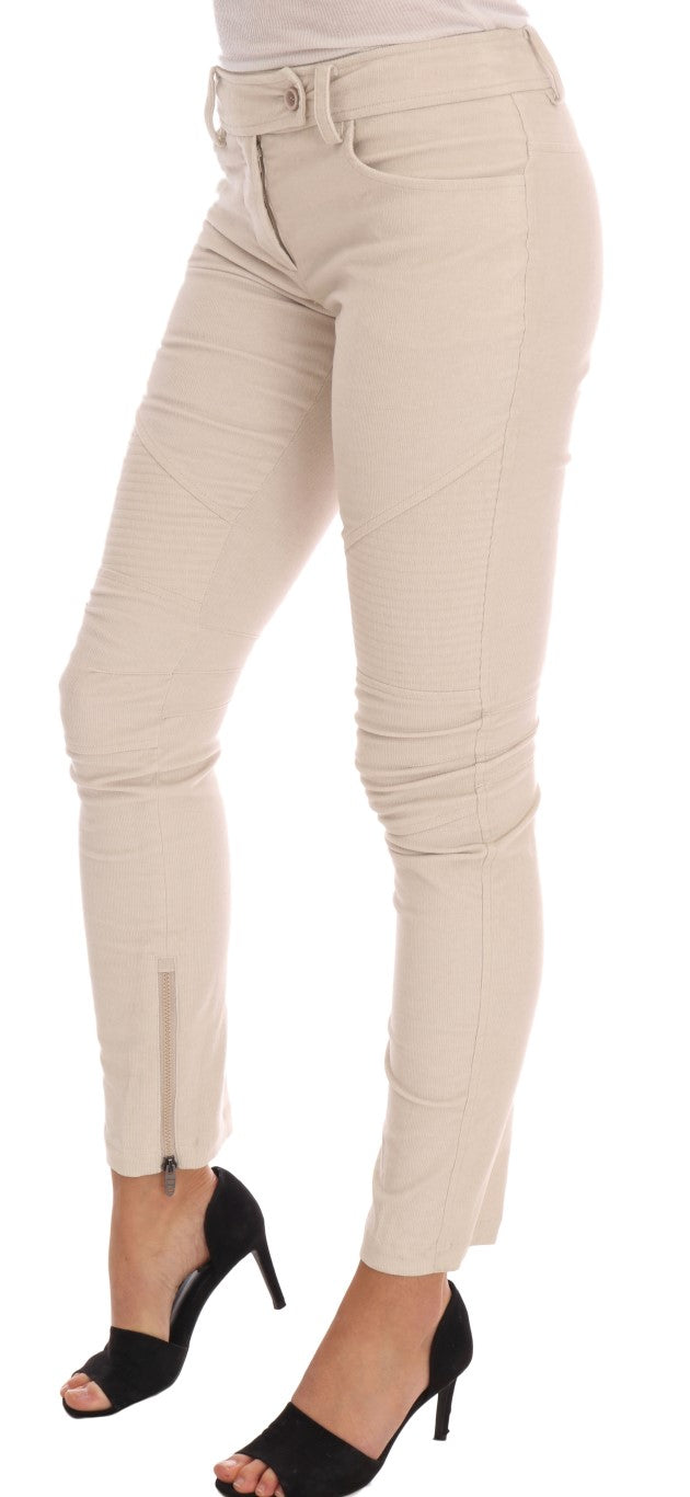 Beige Schmale Jeans Cord Skinny-Hose