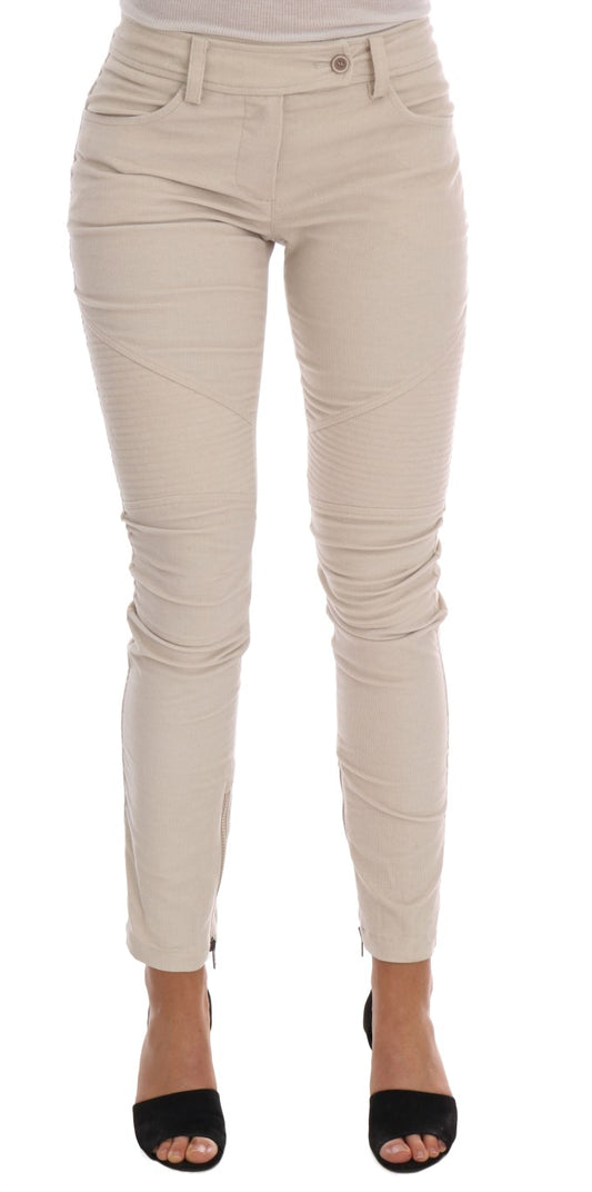 Beige Schmale Jeans Cord Skinny-Hose