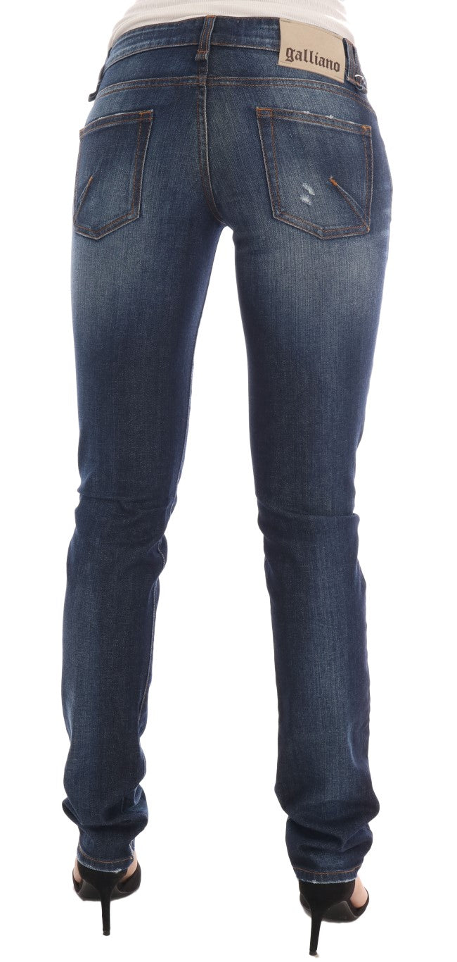 Blau gewaschene Cotton Stretch Skinny Low Jeans