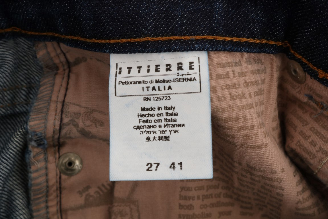 Blau gewaschene Cotton Stretch Skinny Low Jeans