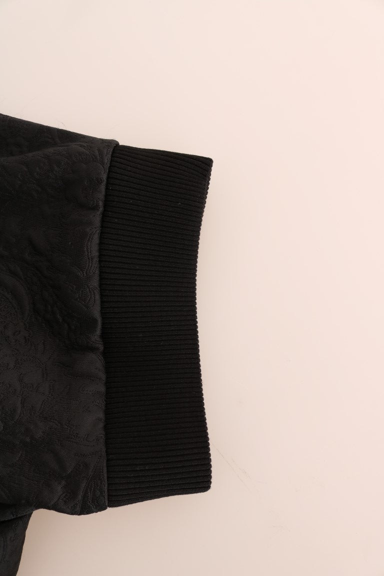 Schwarzer Brokat Cocktail Kristall Pullover