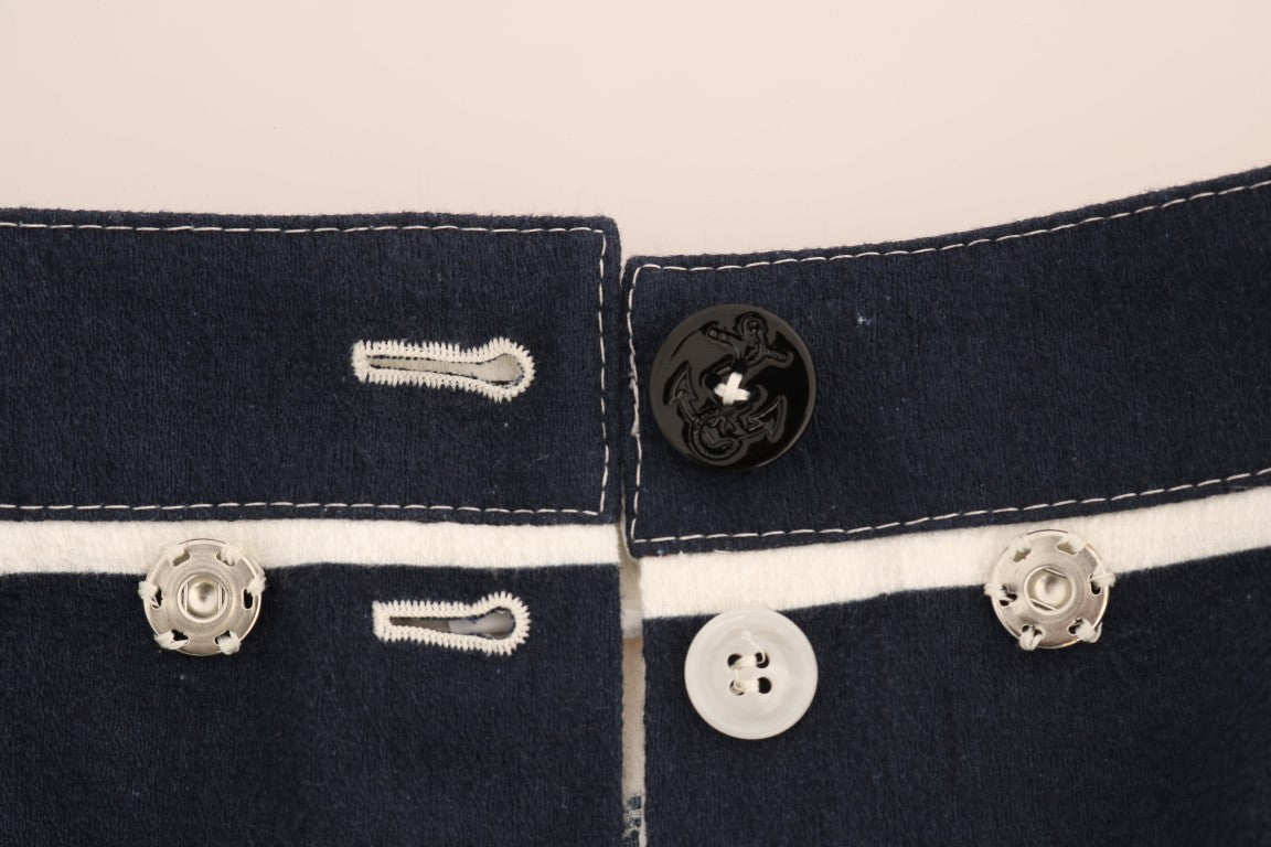 Weiß-blau gestreifte Kristall-Shorts