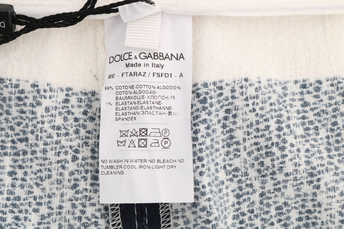 Weiß-blau gestreifte Kristall-Shorts