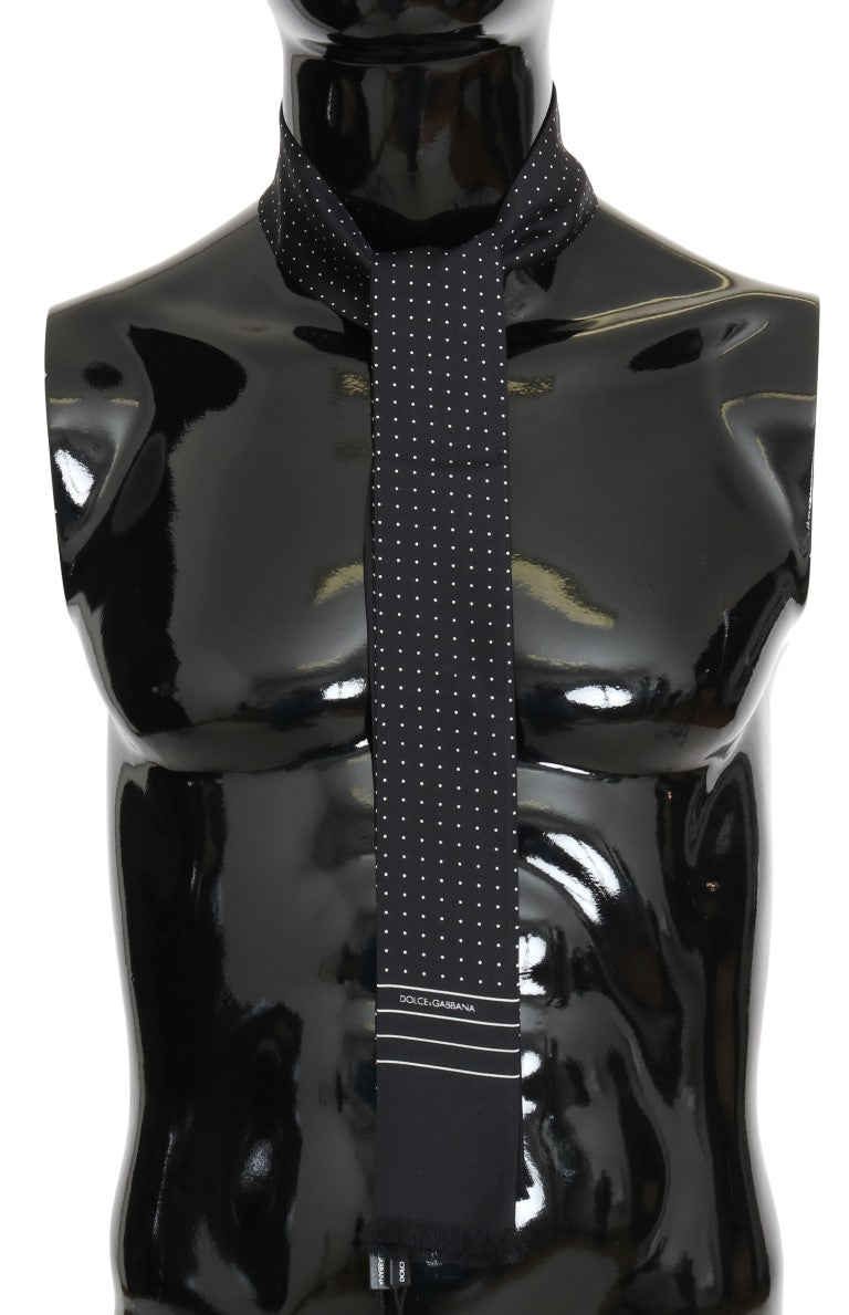 Dunkelblau gepunkteter Seidenschal