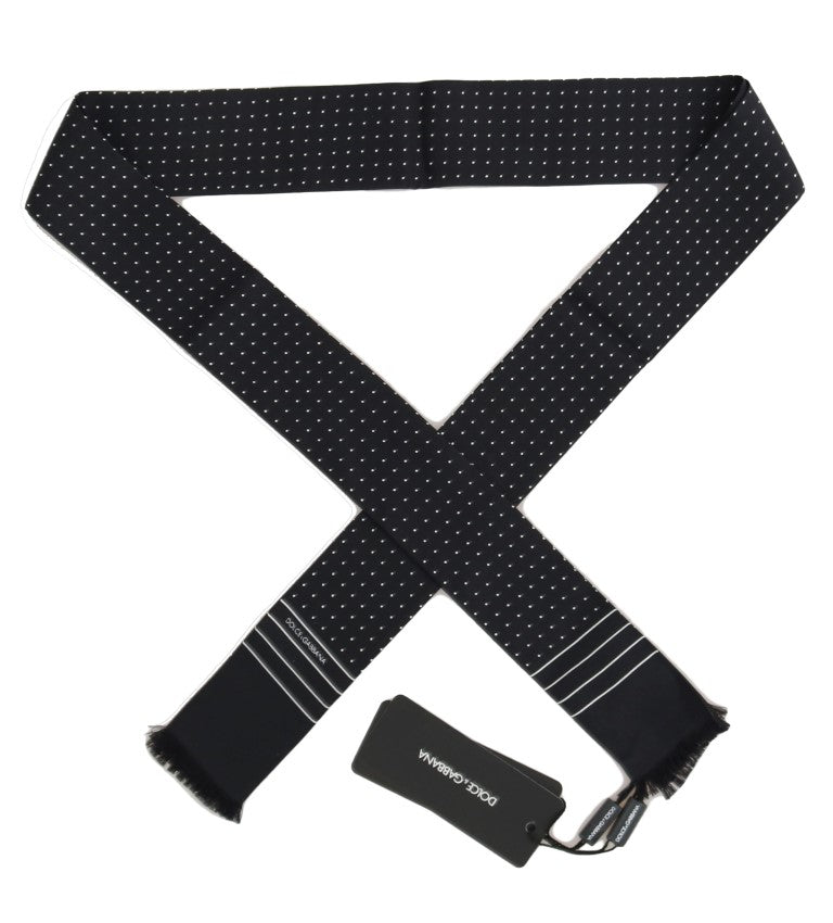 Dunkelblau gepunkteter Seidenschal