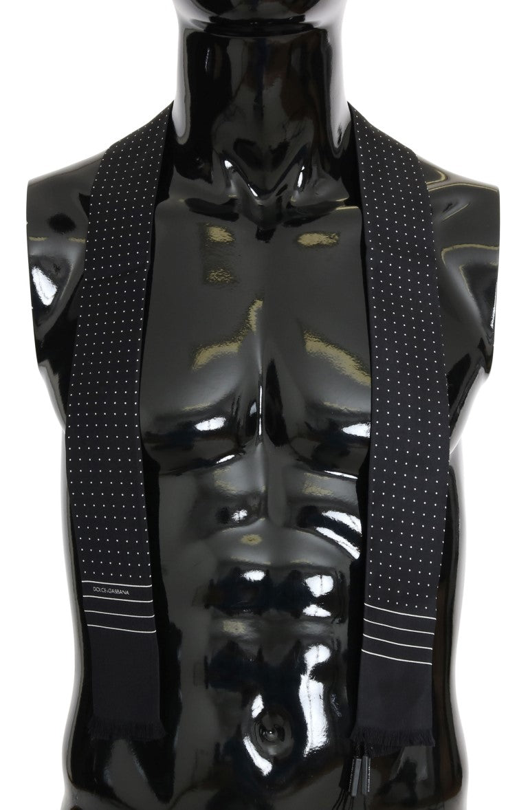 Dunkelblau gepunkteter Seidenschal