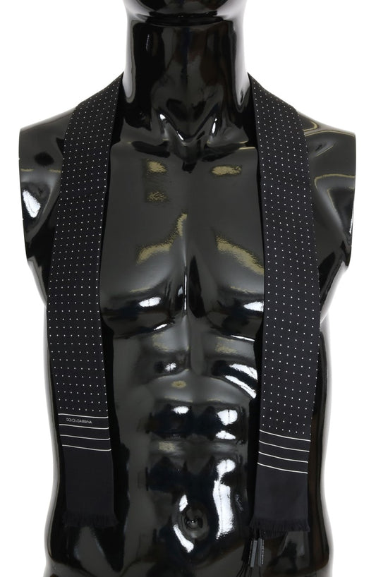 Dunkelblau gepunkteter Seidenschal