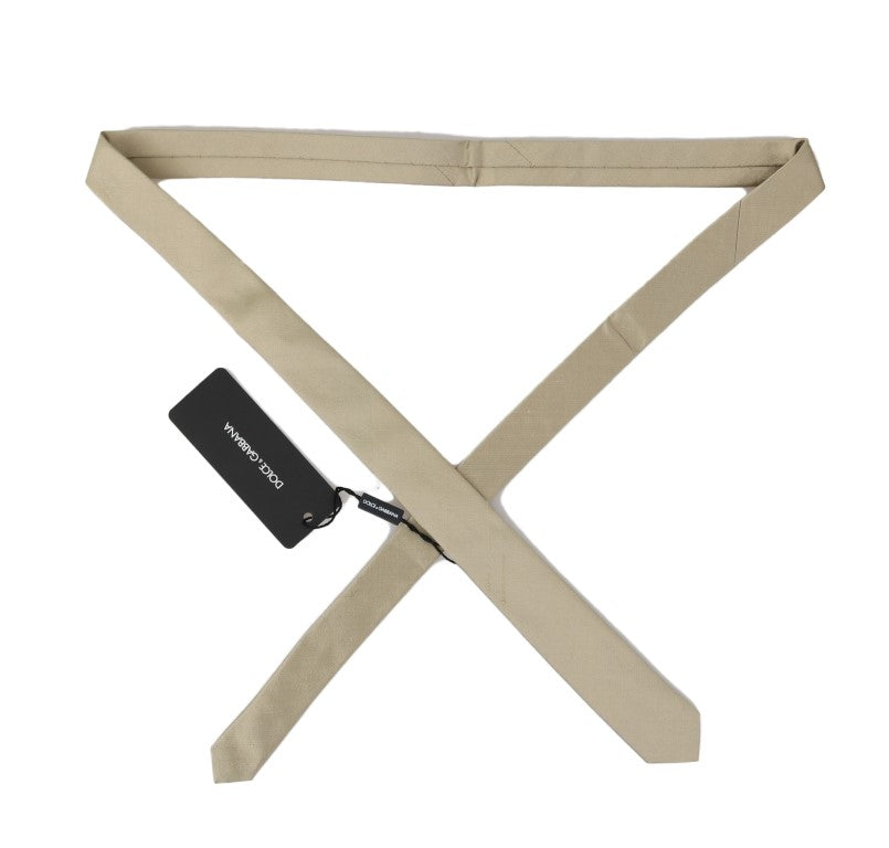 Beige Seide Solid Slim Krawatte