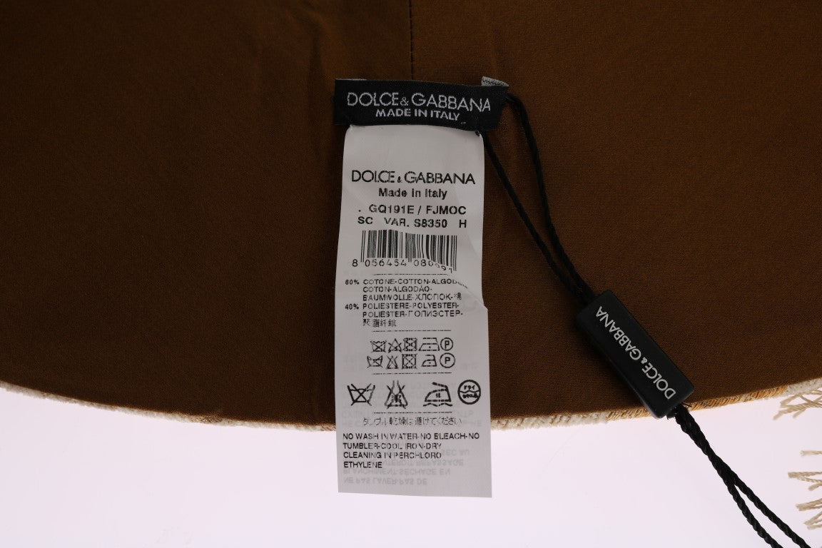 Beige-Gold-Jacquard-Schal aus Baumwolle