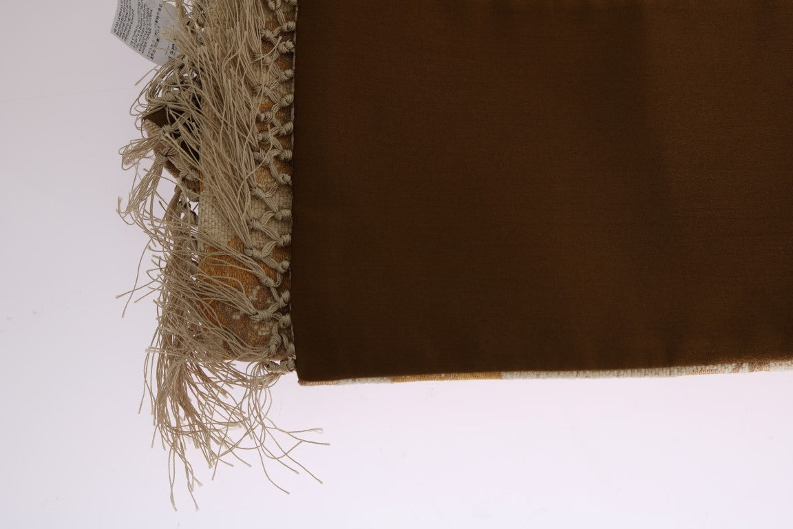 Beige-Gold-Jacquard-Schal aus Baumwolle