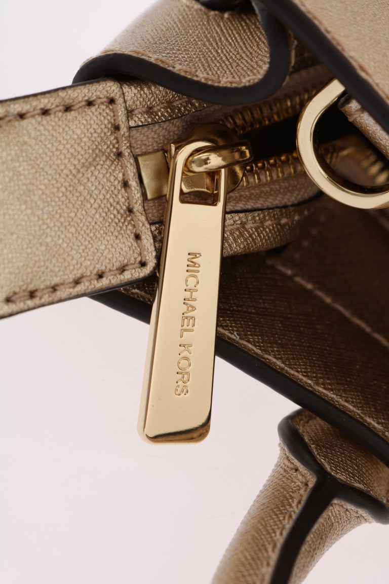 Blassgoldene DILLON Schultertasche aus Leder