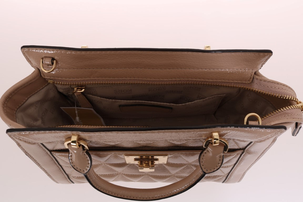 Beige VIVIANNE Lack-Messenger-Tasche