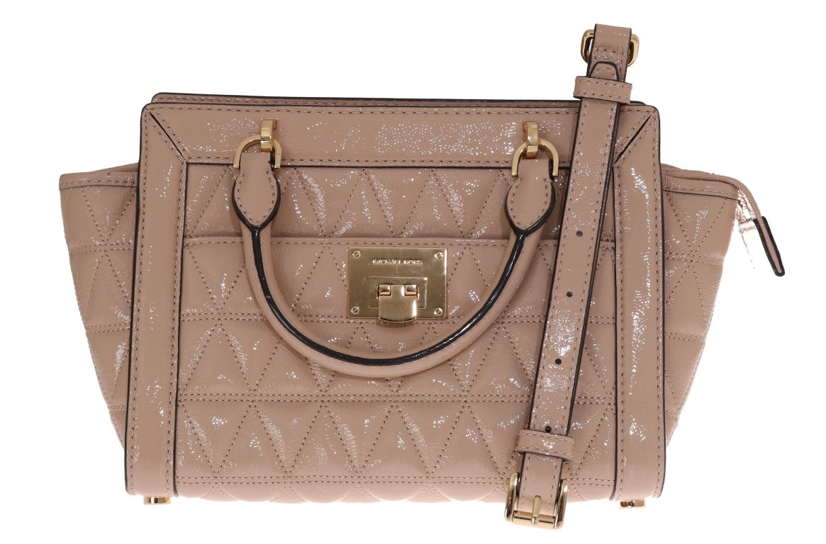Beige VIVIANNE Lack-Messenger-Tasche