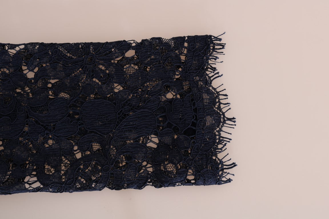 Blaues Taormina Etuikleid aus geblümter Spitze