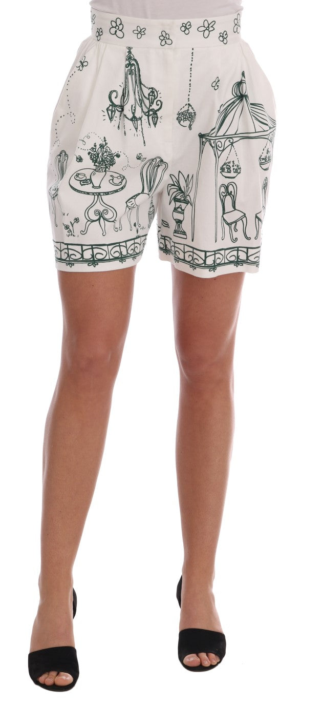 Weiß Grün Sizilien Motiv Druck Shorts