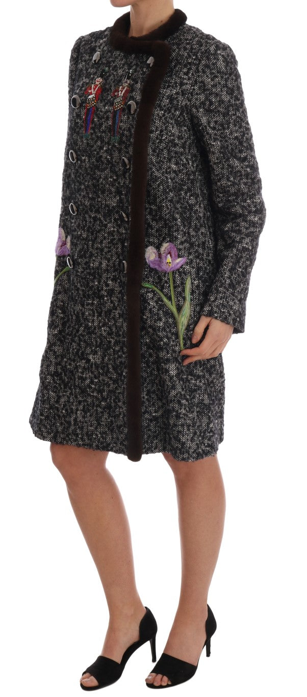 Schwarzer Kristall Pelzmantel Jacke