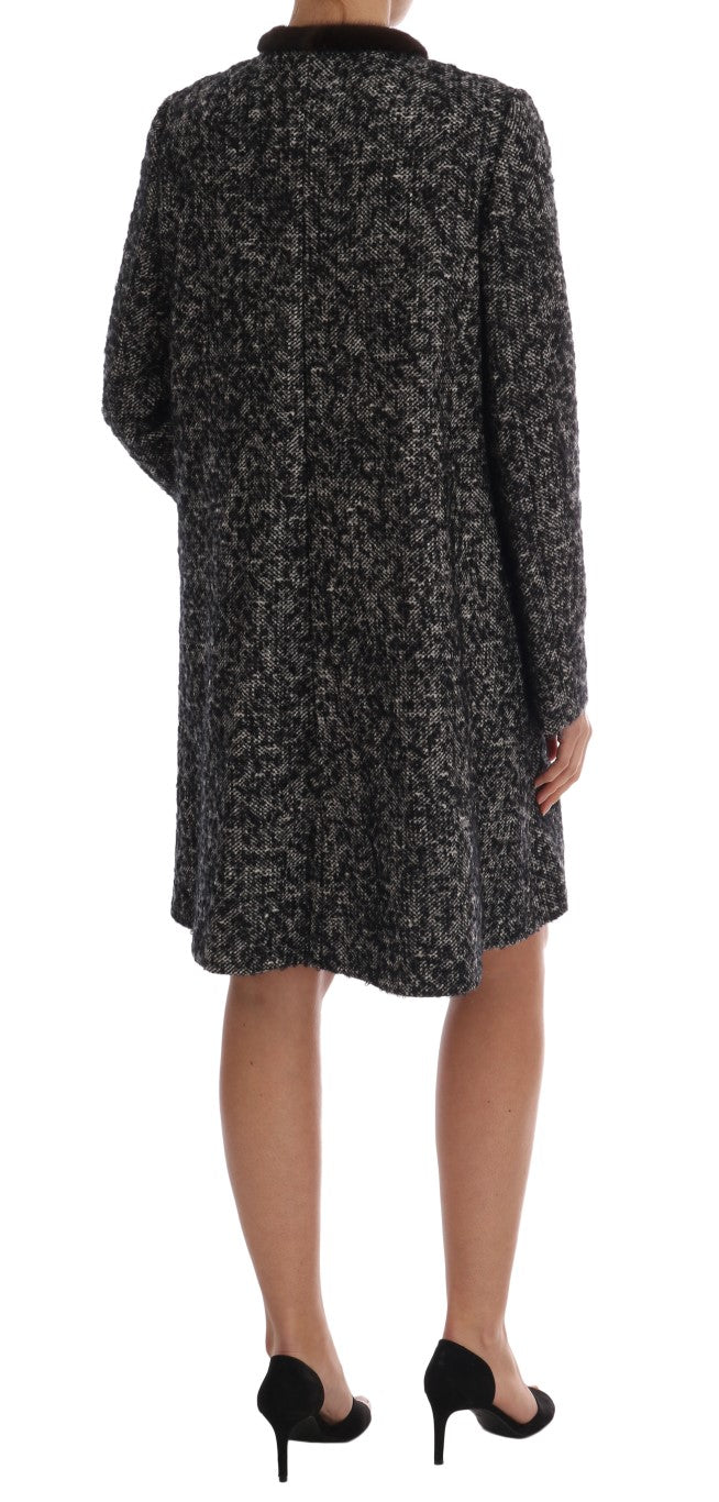 Schwarzer Kristall Pelzmantel Jacke