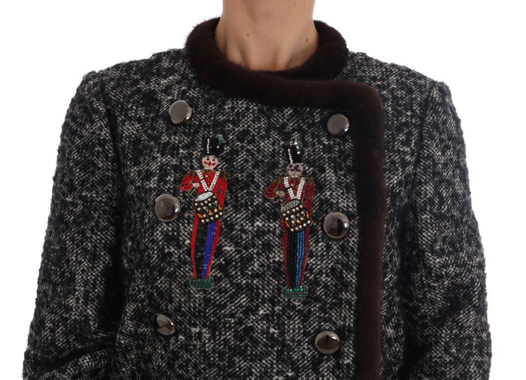 Schwarzer Kristall Pelzmantel Jacke