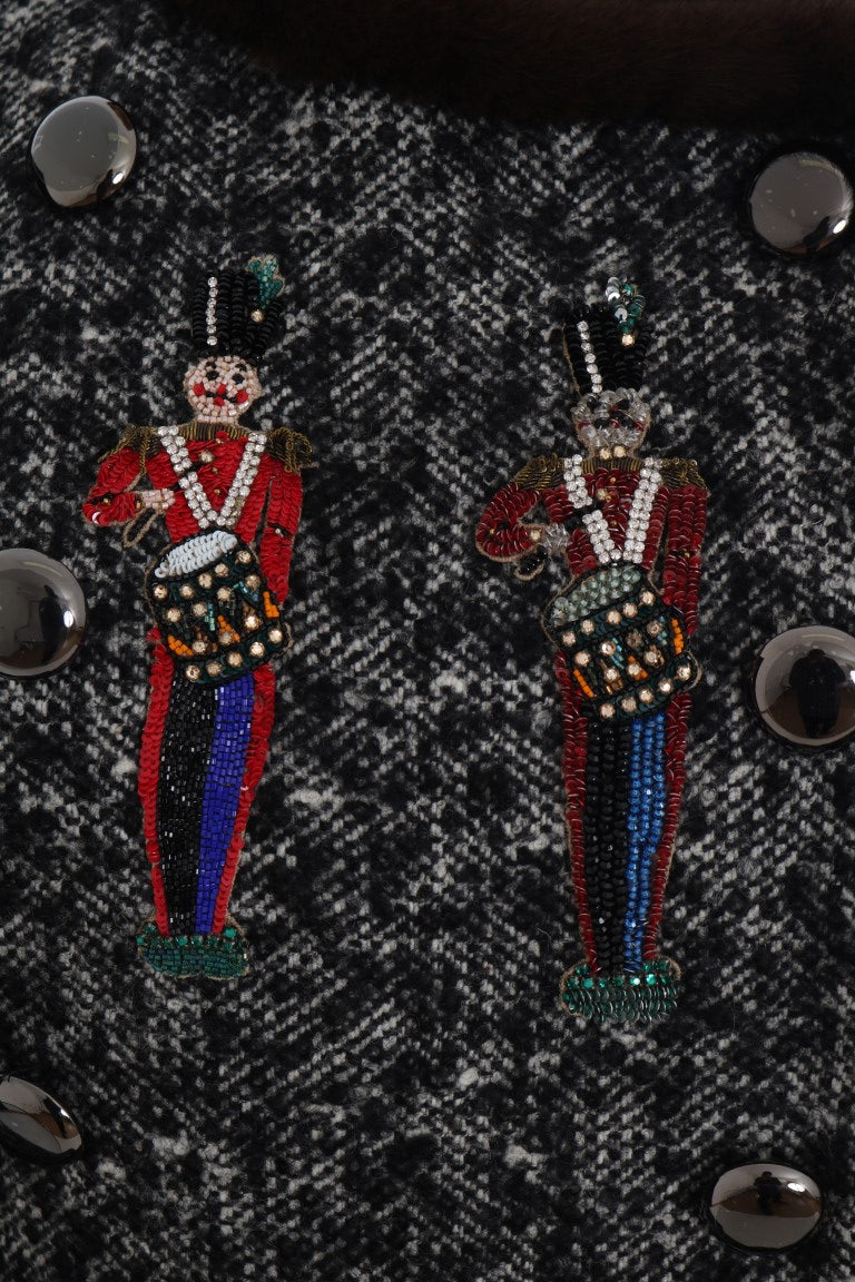 Schwarzer Kristall Pelzmantel Jacke