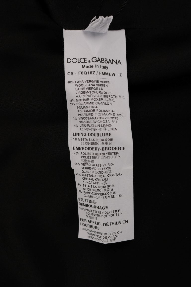 Schwarzer Kristall Pelzmantel Jacke