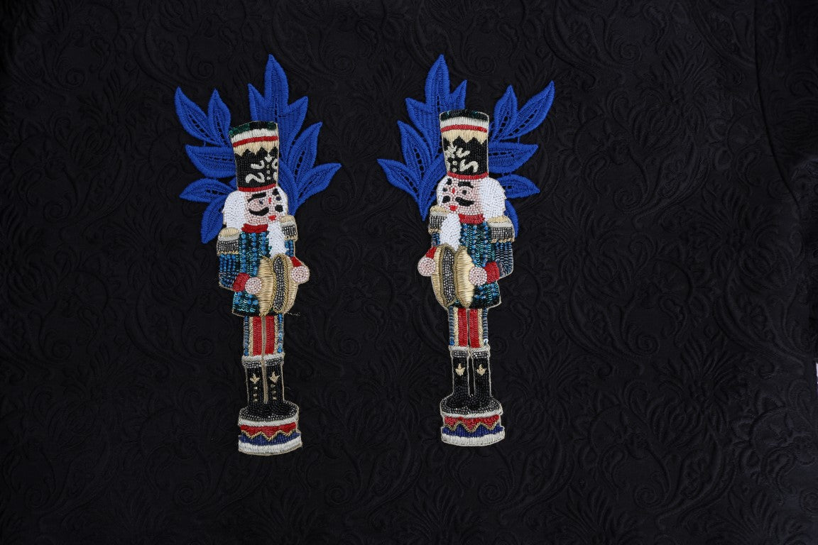 Schwarzer Märchen-Brokat-Reißverschluss-Pullover