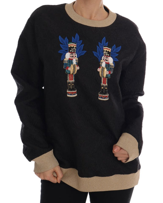 Schwarzer Märchen-Brokat-Reißverschluss-Pullover