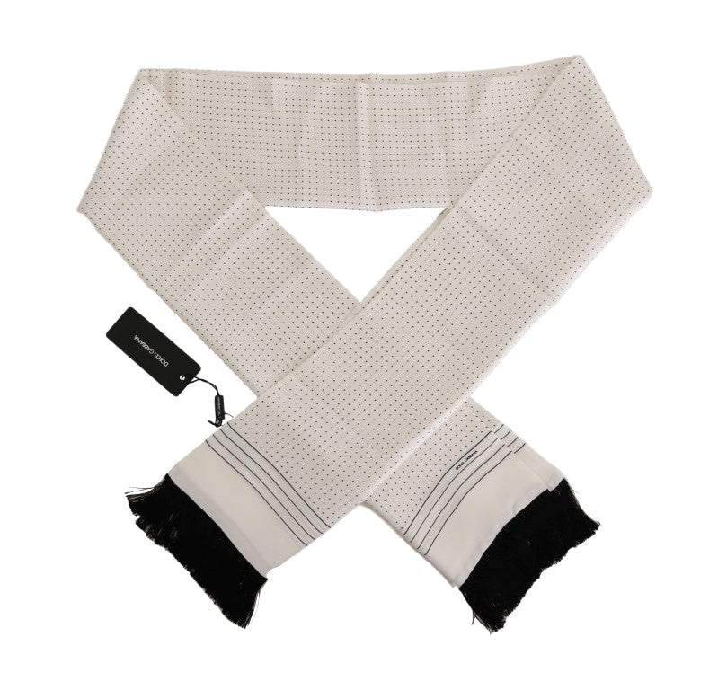 Weißer Seidenschal mit Tupfen