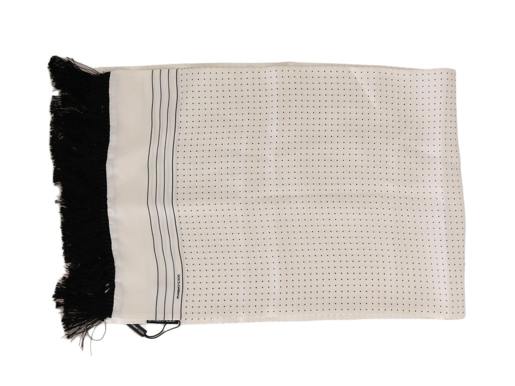 Weißer Seidenschal mit Tupfen