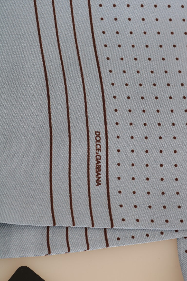 Blauer Seidenschal mit Polka Dot