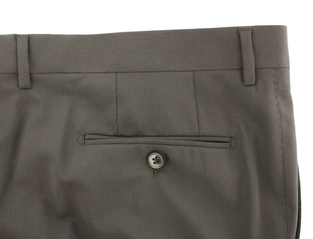 Schwarze Stretch-Faltenhose aus Wolle