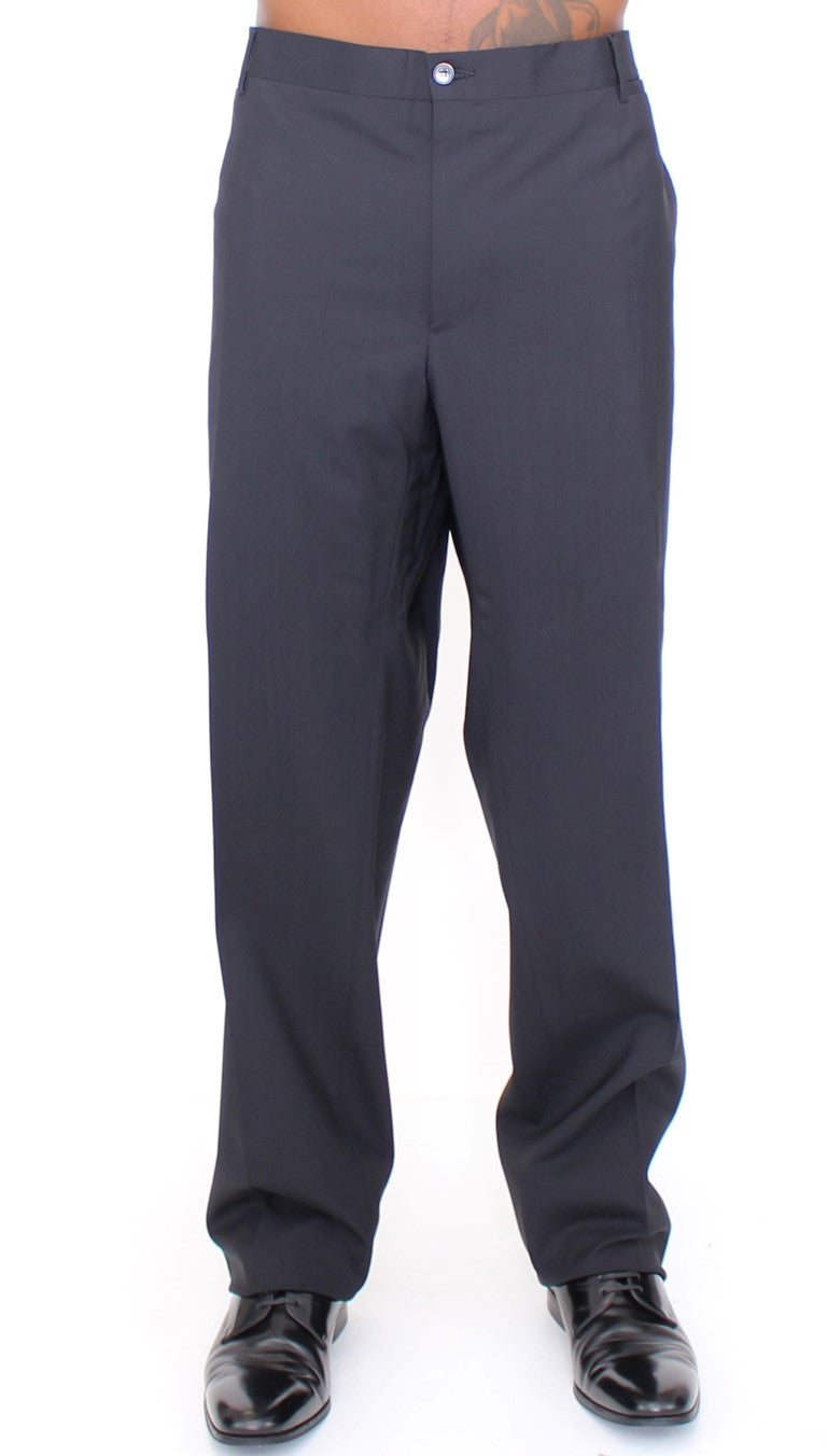 Schwarze Stretch-Faltenhose aus Wolle