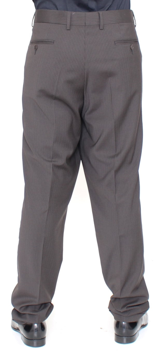 Braune Stretch-Faltenhose aus Wolle