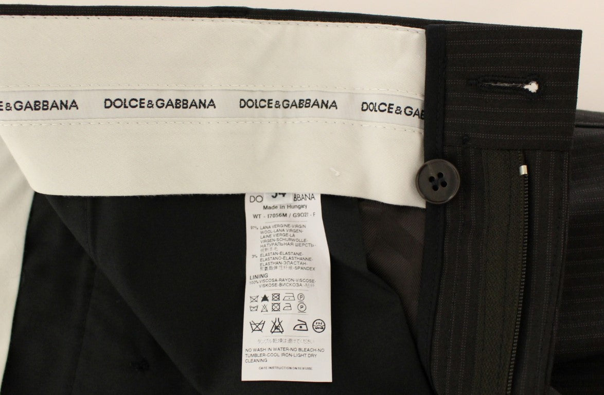 Braune Stretch-Faltenhose aus Wolle