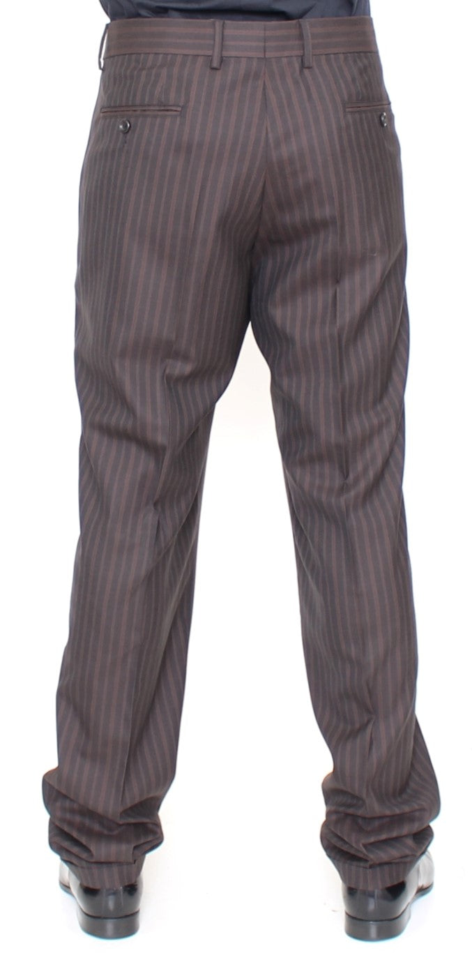 Braune Stretch-Faltenhose aus Wolle