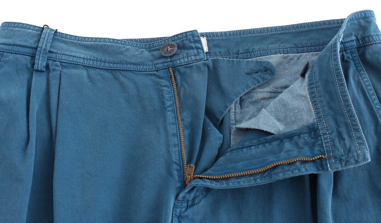 Blaue Straight Fit Chinos aus Baumwolle