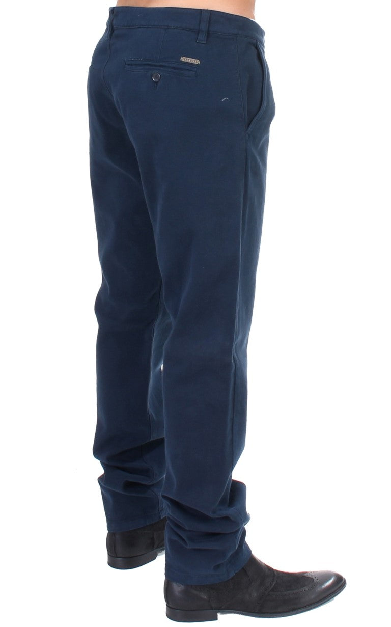 Blaue Stretch-Hose mit gerader Passform Chinos