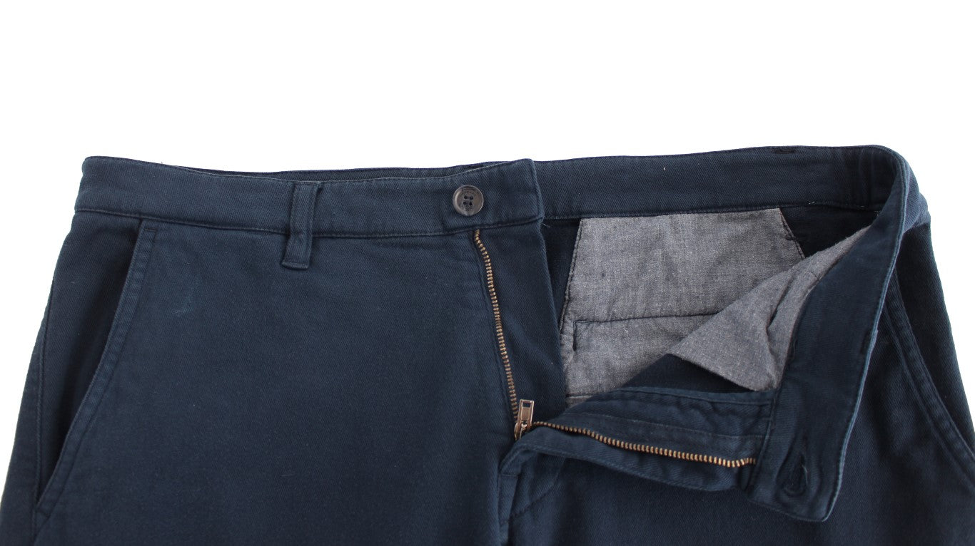 Blaue Stretch-Hose mit gerader Passform Chinos