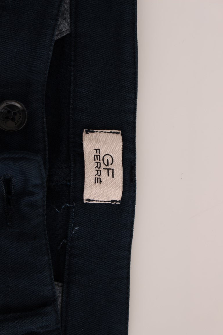 Blaue Stretch-Hose mit gerader Passform Chinos