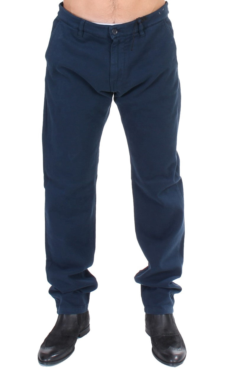 Blaue Stretch-Hose mit gerader Passform Chinos